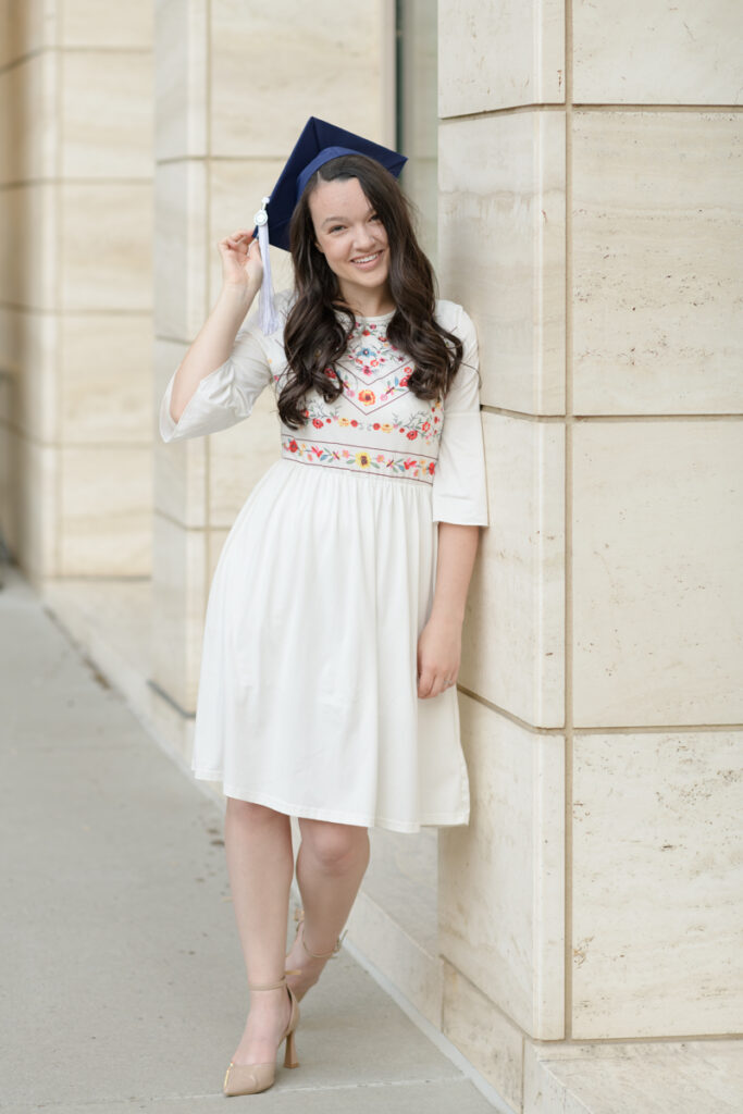 Woman poses for BYU Senior portrait